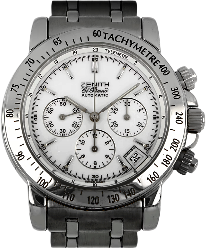 Orologio cronografo Zenith El Primero con bracciale in acciaio.