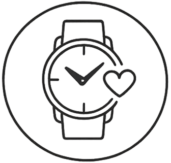 Watches and More_Icona orologio con cuore simbolo di passione per l’orologeria.
